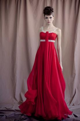 שמלת ערב שיפון אדום