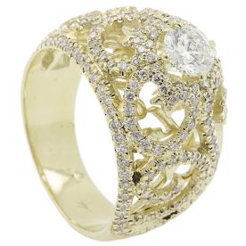 טבעת אירוסין זהב צהוב ולבבות