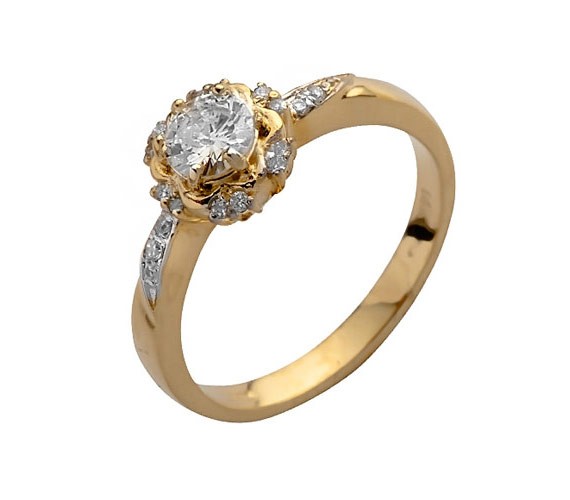טבעת אירוסין יהלום על פרח