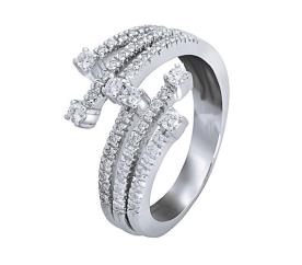 טבעת אירוסין אסימטרית זהב לבן