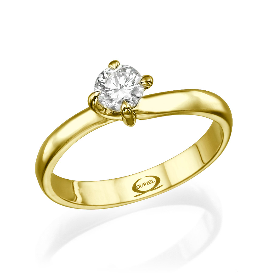טבעת קלאסית עם שיבוץ יהלום