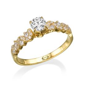 טבעת זהב צהוב בעיצוב רומנטי