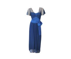 שמלת ערב כחולה עם טול מנוקד