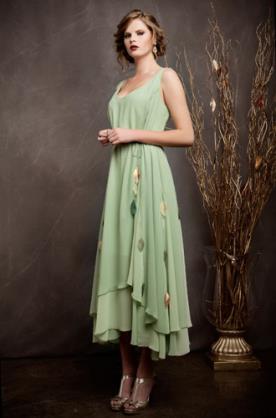 שמלת ערב ירוקה רומנטית