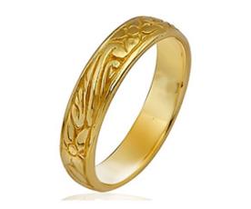 טבעת נישואין זהב צהוב פרחונית