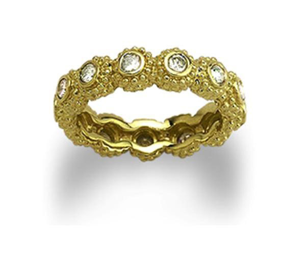 טבעת אירוסין זהב צהוב משובצת