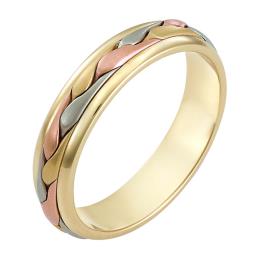 טבעת נישואין צמה בשלושה צבעים