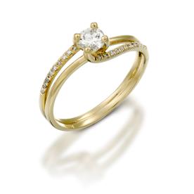 טבעת אירוסין זהב צהוב אסימטרי