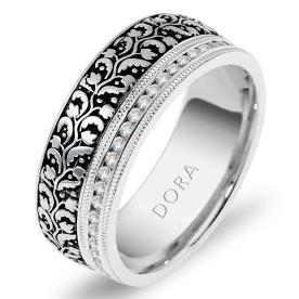 טבעת נישואין בדוגמת עלים ופרחים