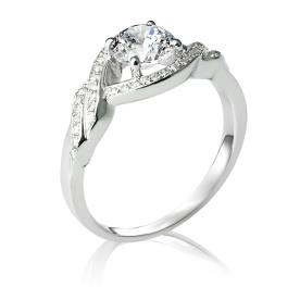 טבעת אירוסין אסימטרית זהב לבן