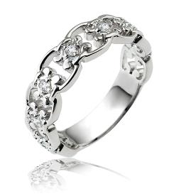 טבעת אירוסין יהלומים ופרחים