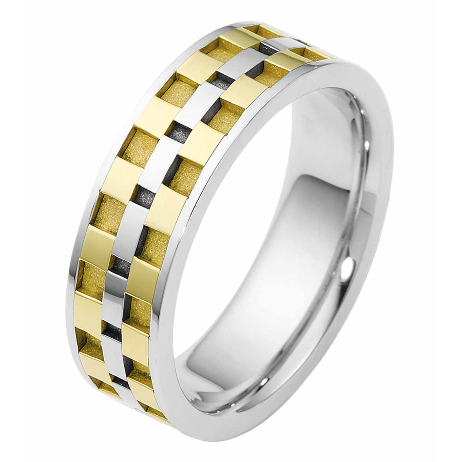 טבעת נישואין ריבועי זהב צהוב