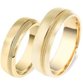 טבעת נישואין זהב צהוב פס באמצע
