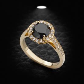 טבעת אירוסין יהלום שחור עגול