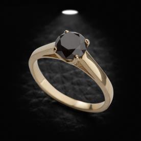 טבעת אירוסין סוליטייר יהלום שחור