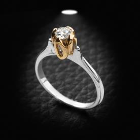 טבעת אירוסין זהב צהוב ולבן