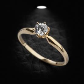 טבעת אירוסין סוליטר זהב צהוב עדין