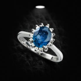 טבעת אירוסין יהלום כחול ולבן