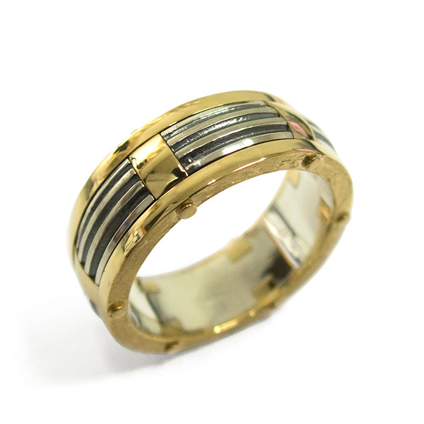 טבעת זהב משולבת כסף 