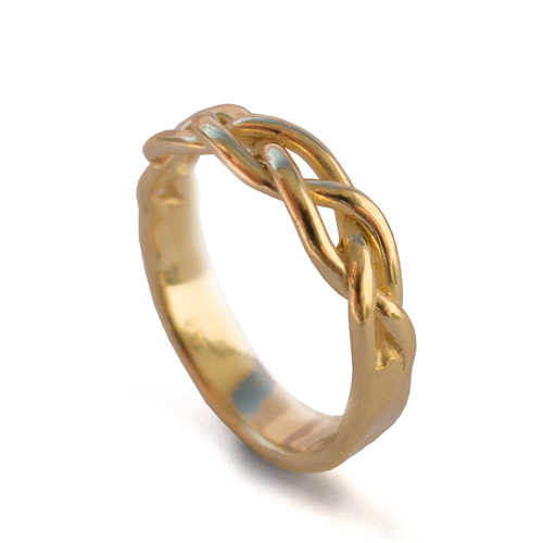 טבעת נישואין זהב קלועה 