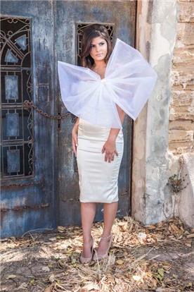 שמלת כלה: קולקציית 2016, שמלה בסגנון רומנטי, שמלה עם תחרה, שמלה עם מחשוף, שמלה בצבע לבן - AZIZI עזיזי