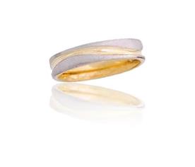 טבעת נישואין משולבת זהב צהוב ולבן