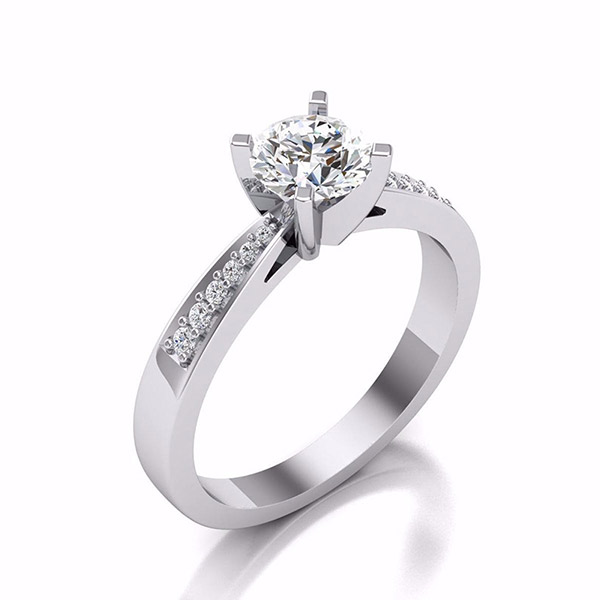 טבעת אירוסין בעיצוב רומנטי זהב לבן