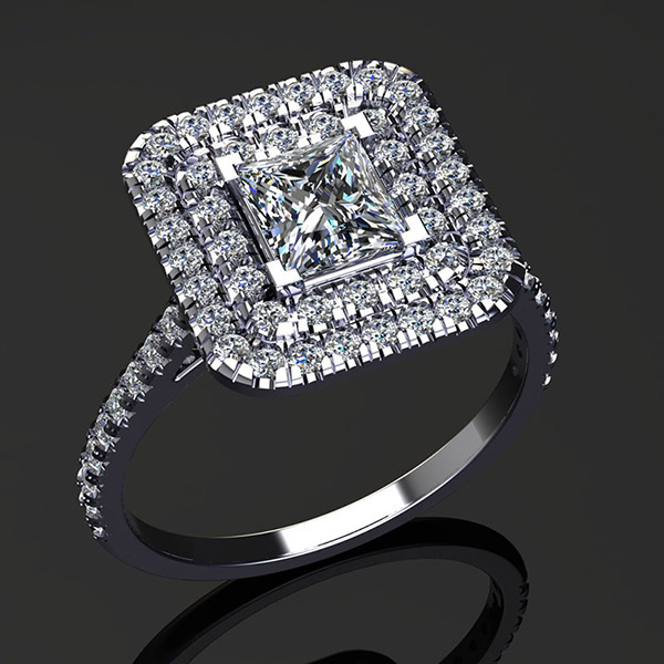 טבעת אירוסין יהלום מרובע מרכזי וגדול