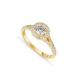 טבעת אירוסין יהלום עגול בשילוב יהלומים