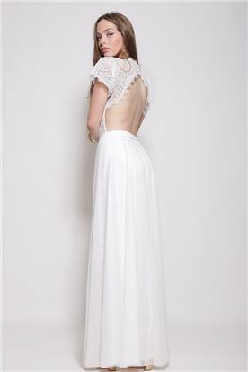 שמלת כלה: שמלה עם גב חשוף, שמלה בצבע לבן - אורית ברזלי שמלות כלה