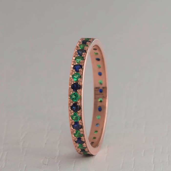 טבעת אירוסין משובצת 2 צבעים