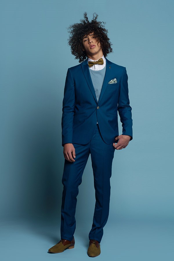 חליפת חתן: חולצה, חליפת שני חלקים, חליפה בגזרה ישרה, חליפה בדוגמה חלקה, חליפה בצבע כחול - באמוס סקוור - Bamoss square