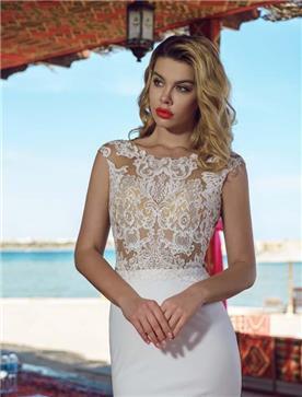 שמלת כלה: שמלה בסגנון רומנטי, שמלה עם תחרה, שמלה בצבע לבן - ROZAN רוזאן