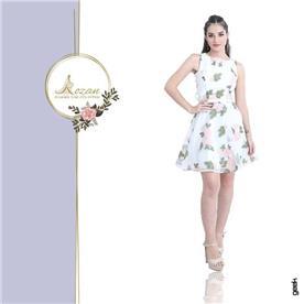 שמלת ערב: שמלת מיני, שמלה בסגנון רומנטי, שמלה בצבע לבן, שמלה בצבע ירוק - ROZAN רוזאן