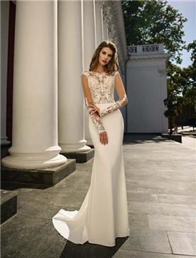 שמלת כלה: שמלה בסגנון רומנטי, שמלה עם תחרה, שמלה בצבע לבן - ROZAN רוזאן